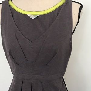 Grey cotton Boden dress with soft pleated v-neck